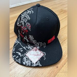 Marvel Black Snapback Hat with Red Interior Accents